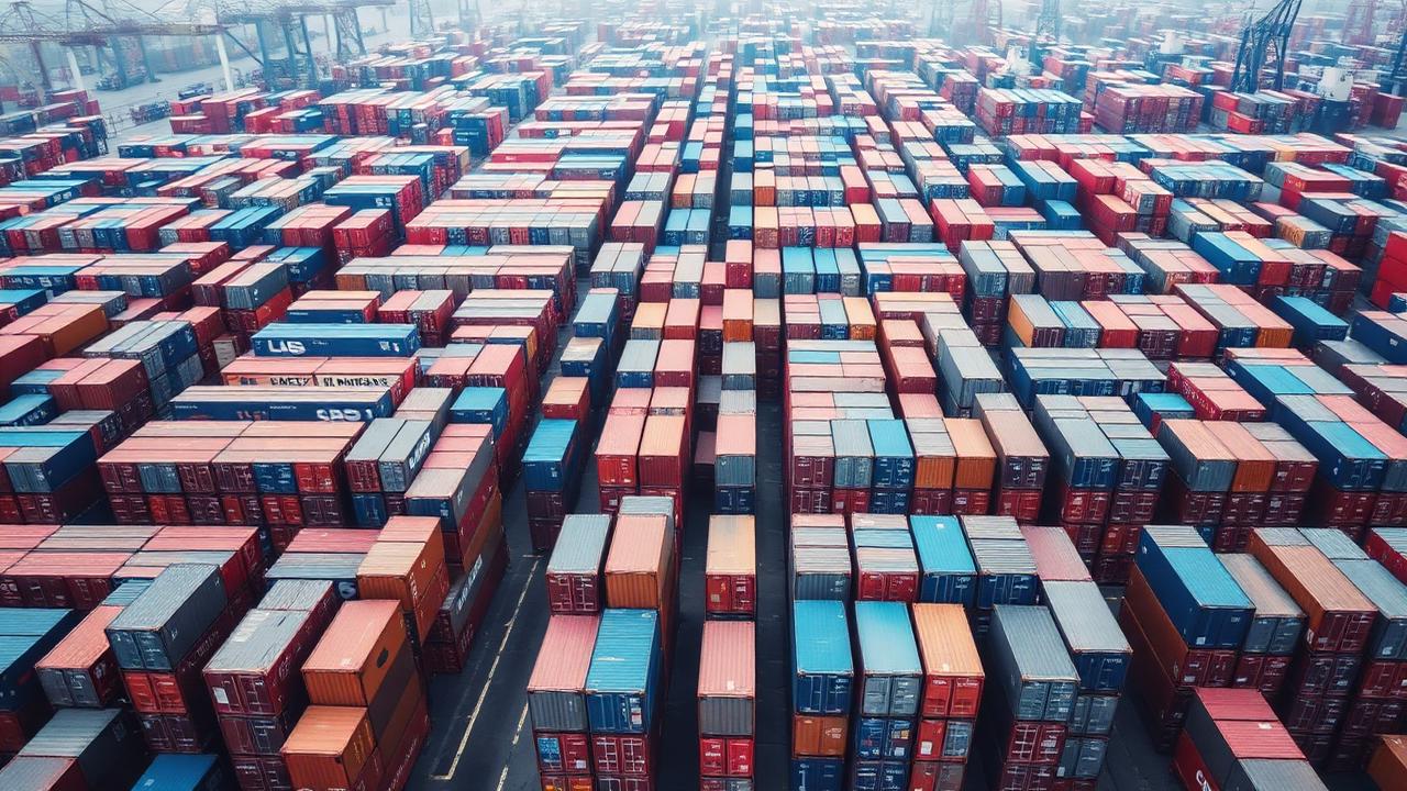 Shipping containers as far as the eye can see — at 1,200 tons per second, you would fill 48 containers every second
